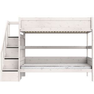 Lits superposés 120x200cm escalier PREMIUM Lifetime whitewash