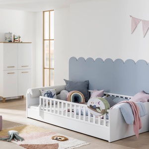 LITTLE FLO Umbaubett 140x200 in Kreideweiß, mit Design-Netzseiten vorne und hinten ohne Lattenrost und Matratze LITTLE FLO Paidi Weiß