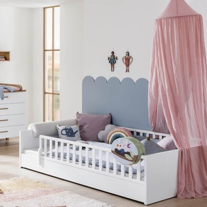 LITTLE FLO Umbaubett 90x200 in Kreideweiß, mit Design-Gitterseiten vorne und hinten ohne Lattenrost und Matratze LITTLE FLO Paidi Weiß