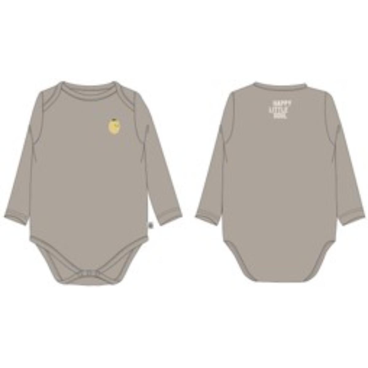 Long Sleeve Body GOTS Lemon taupe 62/68 3-6m front closure Laessig