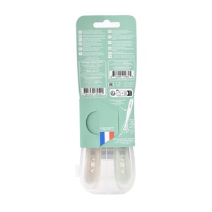 Lot de 2 cuillères silicone 1er âge avec boite de transport Beaba Argile-Vert de gris