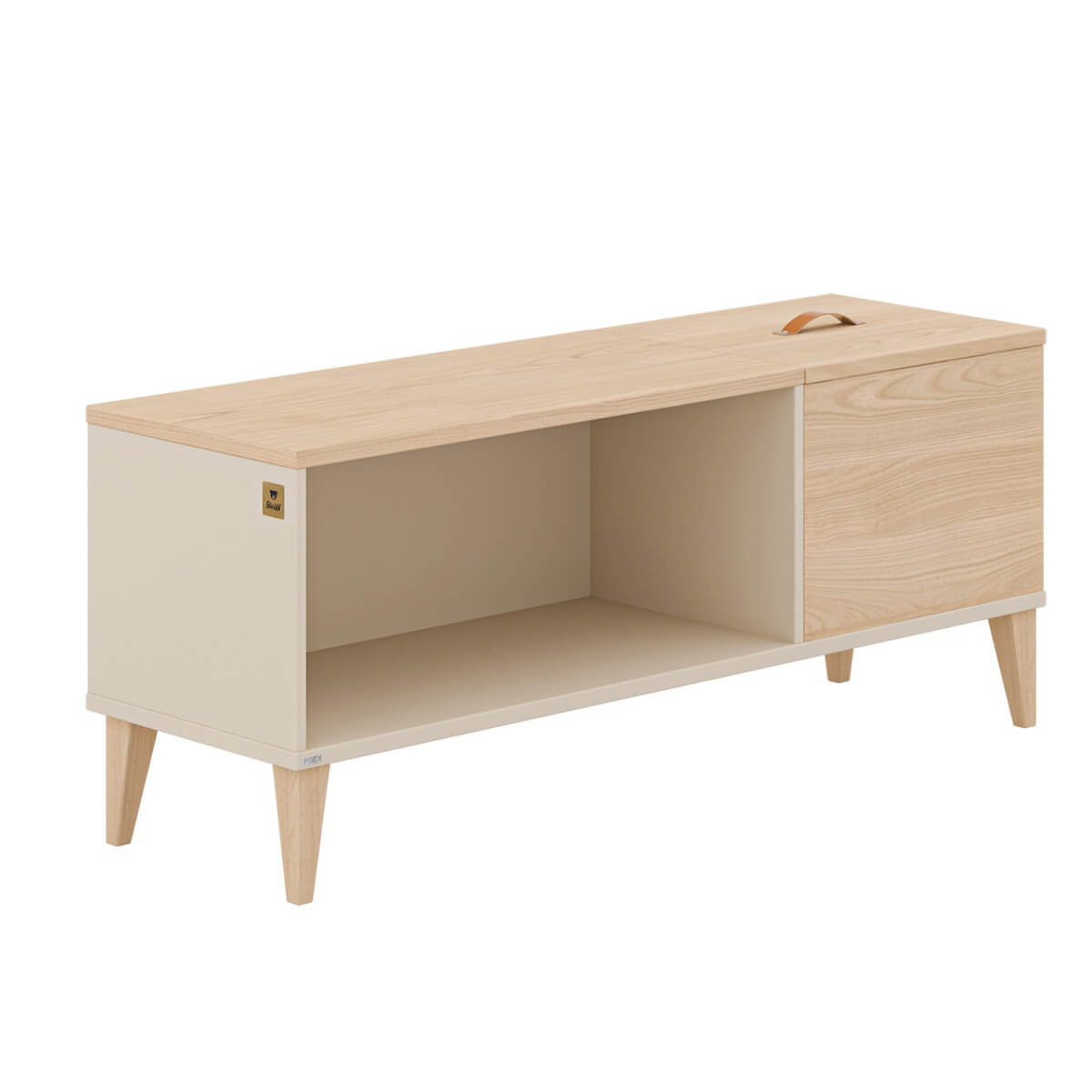 Lowboard 1Fach offen,1Fach mit Deckel MILA & BEN Paidi Beige cashmere / skandinavisches Holz