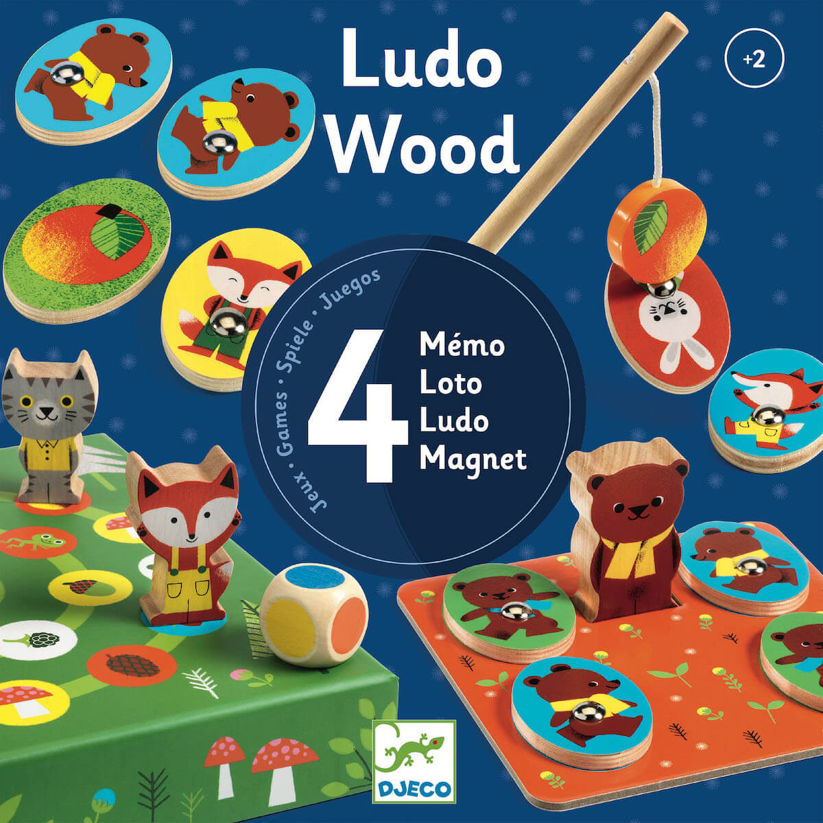 LudoWood - 4 Spiele Lernspiele Holz Djeco