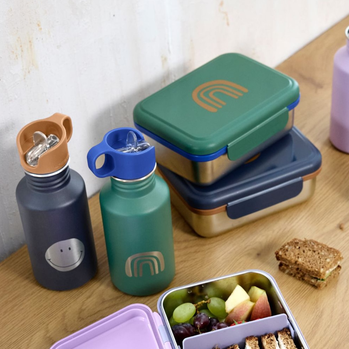 Lunchbox Stainless Steel Little Gang Rainbow green