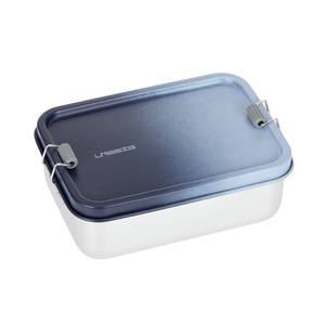 Lunchbox Stainless steel solid Laessig dark blue light blue