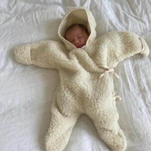 Merino Wool Snugglesuit (romper) 6-18m Binibamba milk