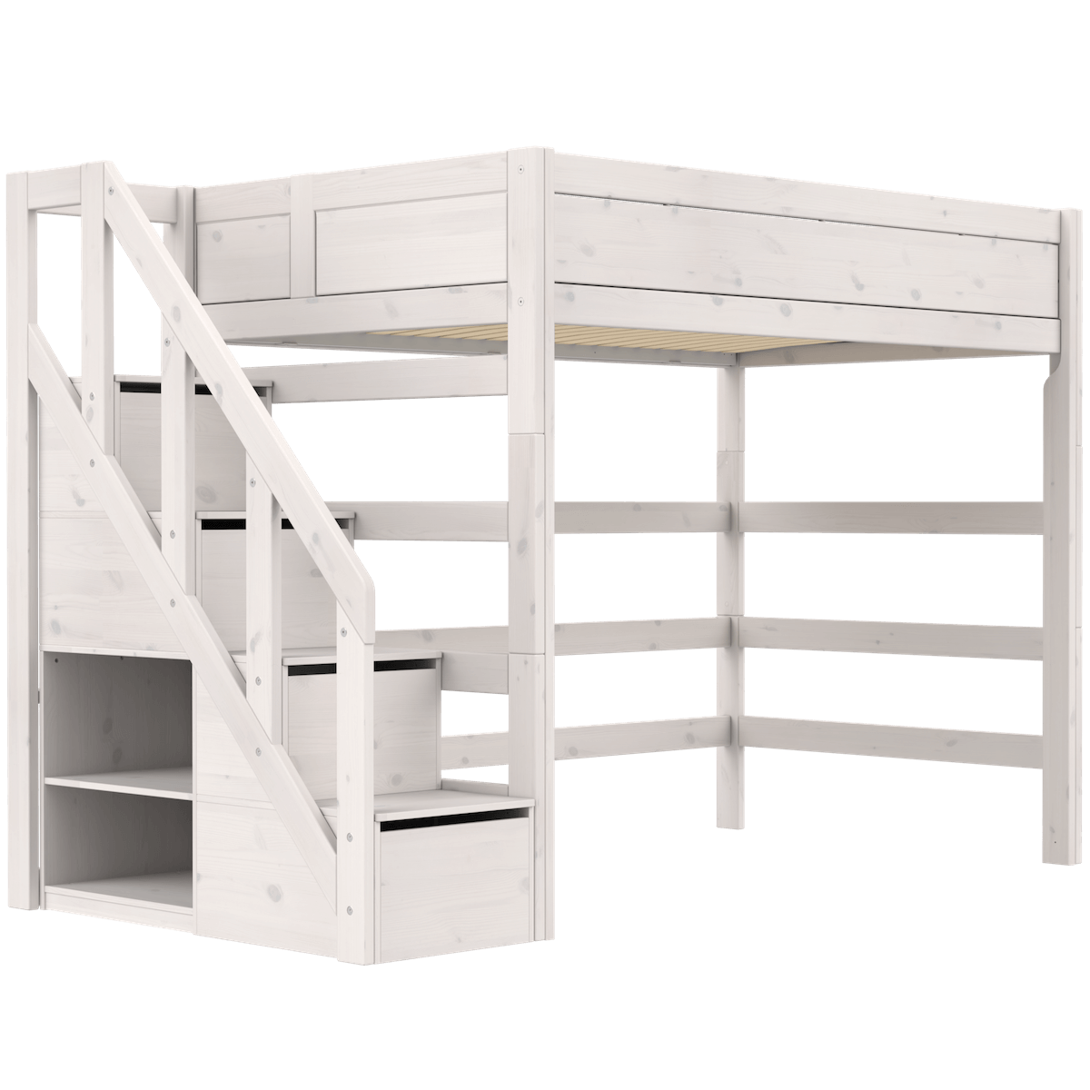 Mezzaninbett 120x200x177cm Treppe DELUXE Lifetime whitewash