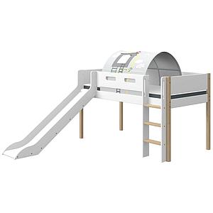Mittelhohes Bett 200x90cm geneigte Leiterrutsche NOR Flexa Eiche-weiß