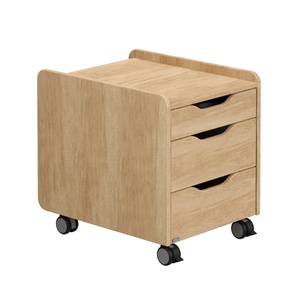 Mobiler Container 3S, Eiche Nebraska NB, oben eine Schublade mit Utensilientablett, in der Mitte und unten eine Schublade, jeweils mit Selbsteinzug und DIEGO Schreibtische Paidi Eiche Nebraska Dämpfung