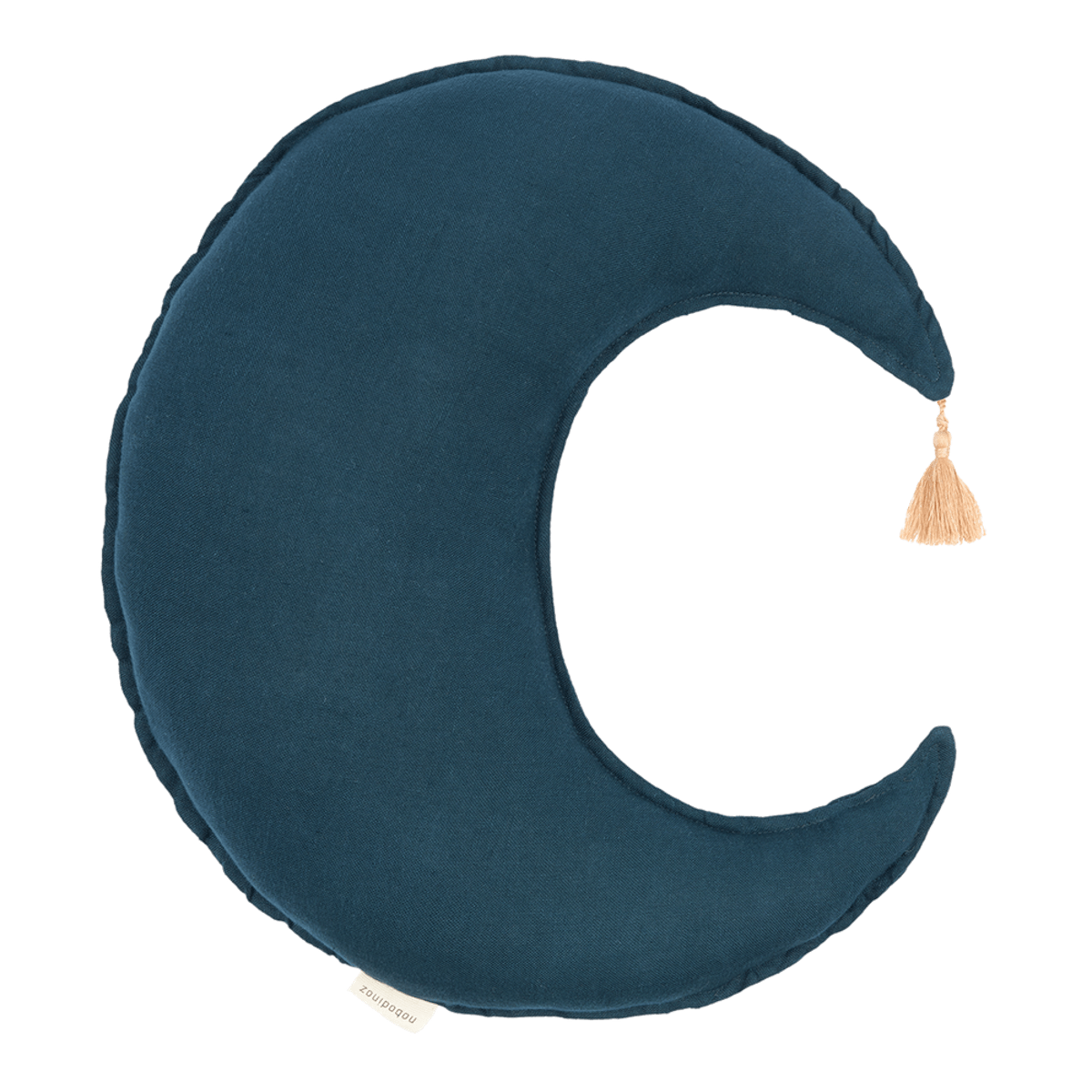 Mondkissen aus französischem Leinen. Nobodinoz Deep Blue