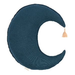 Mondkissen aus französischem Leinen. Nobodinoz Deep Blue