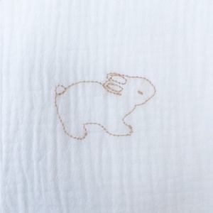 Mulltuch RABBITS bestickt orange 70x70cm