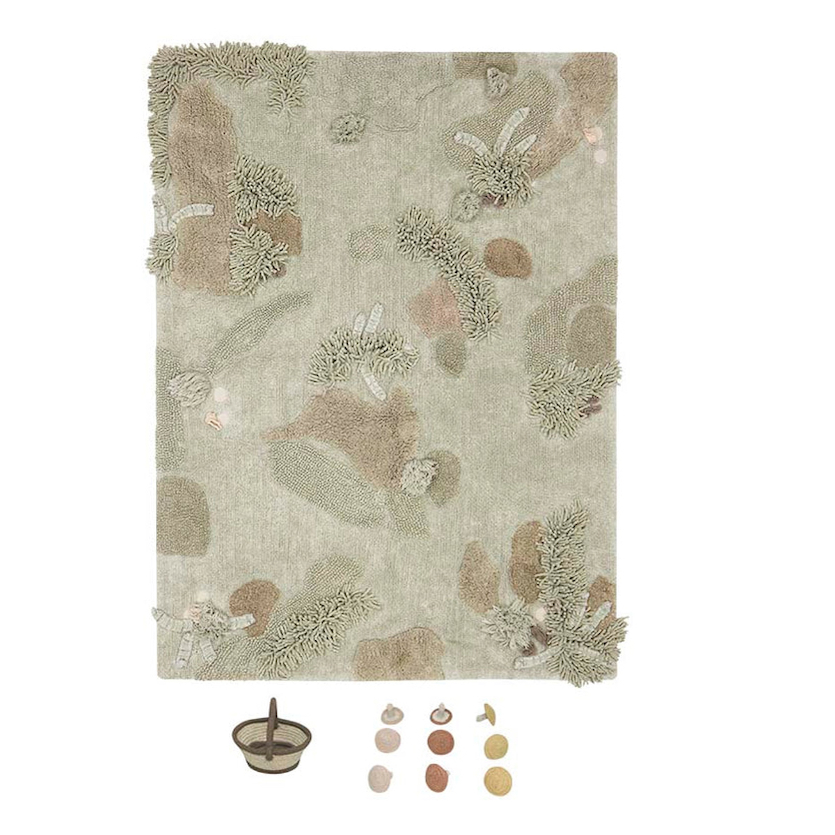 MUSHROOM FOREST Teppich 120x160cm Lorena Canals Olive Rose Chestnut Golden Natural