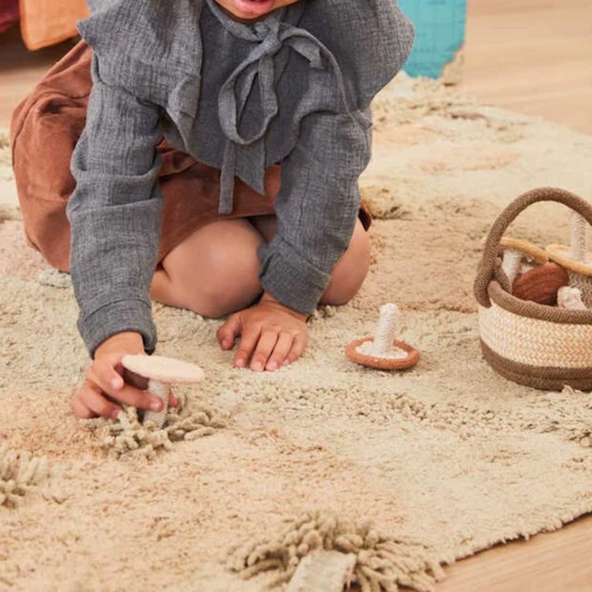 MUSHROOM FOREST Teppich 120x160cm Lorena Canals Olive Rose Chestnut Golden Natural