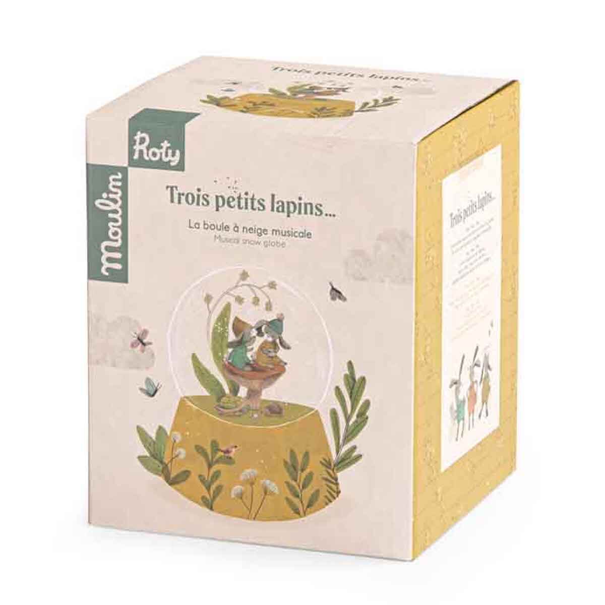 Musikalische Schneekugel TROIS PETITS LAPINS Moulin Roty