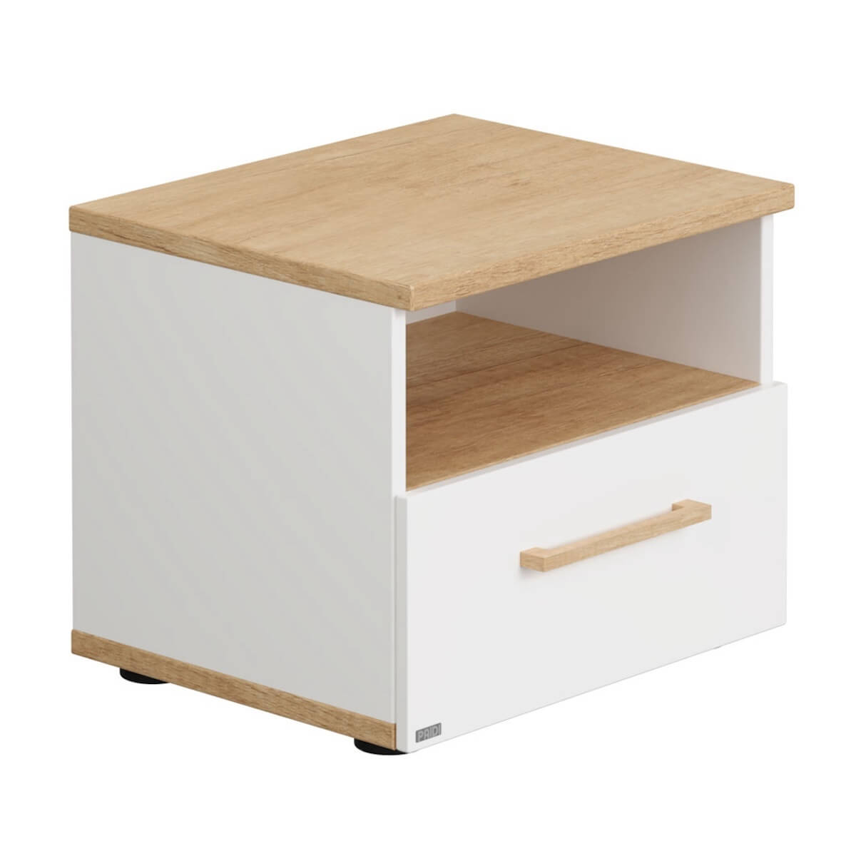Nachttischkommode, 1 offenes Fach, 1 Schublade OSCAR Paidi Eiche Nebraska / weiß