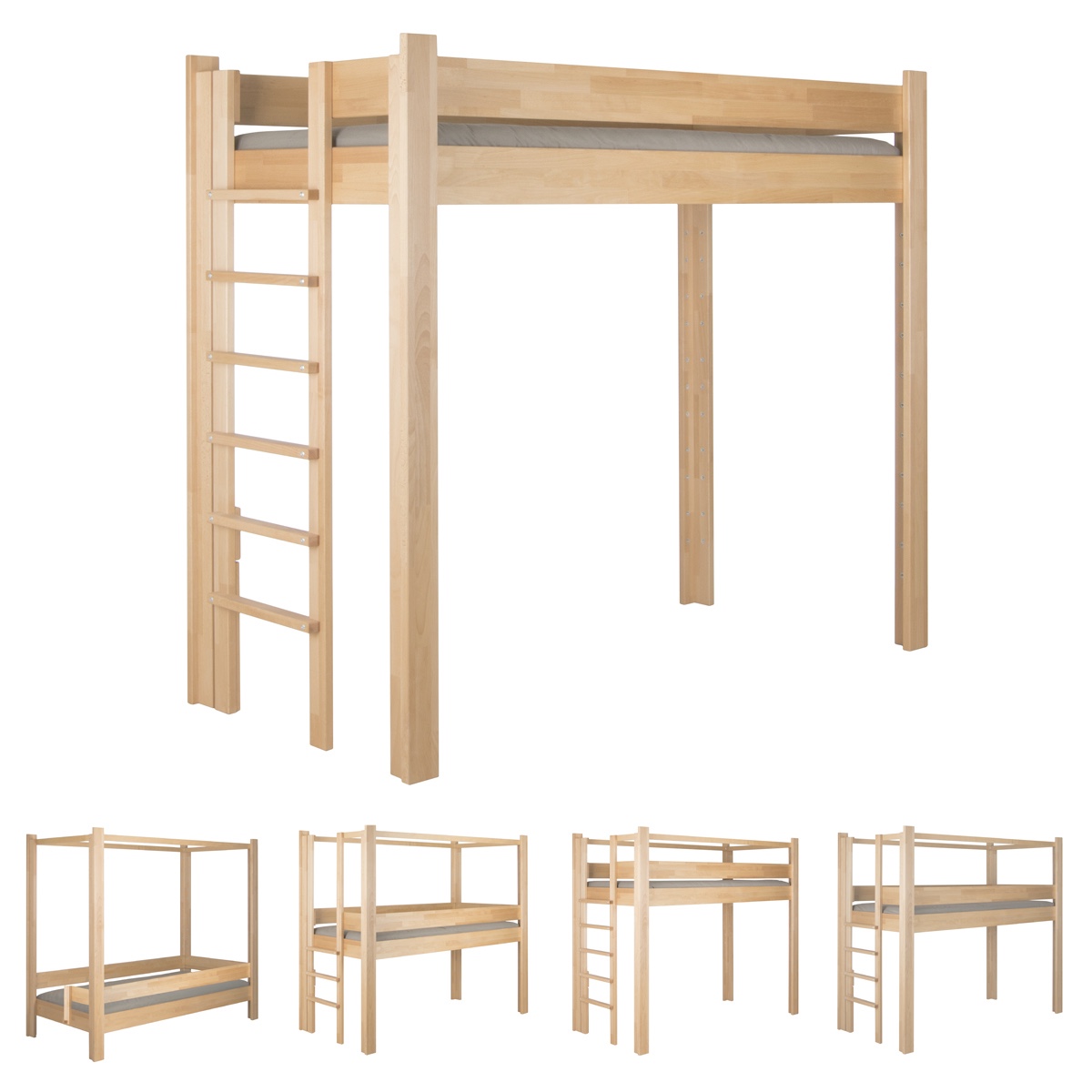 NEW Mitwachsendes Bett 90x200cm 5 in 1 Leiter Kurzseite DESTYLE de Breuyn natürlich