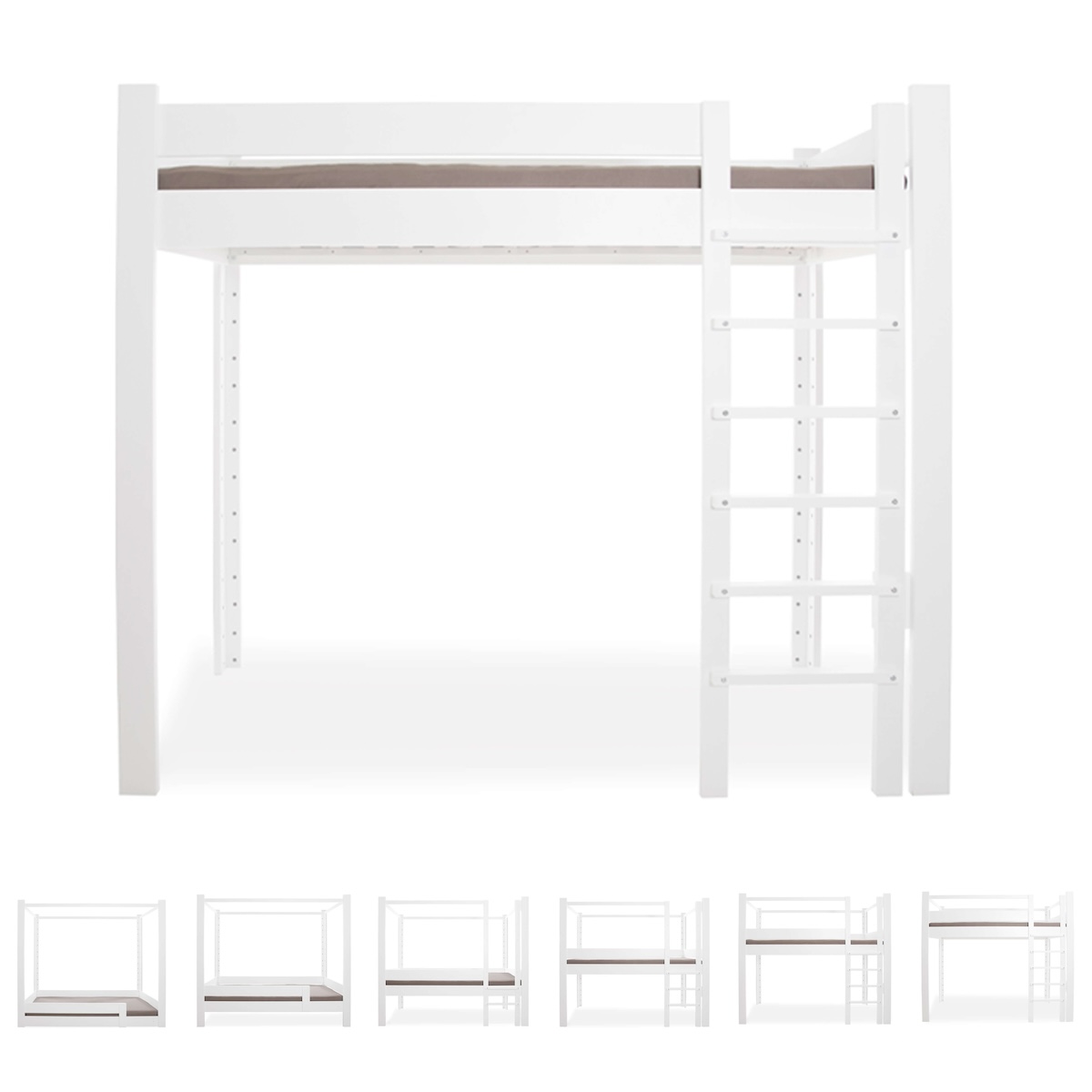 NEW Mitwachsendes Bett 90x200cm 7 in 1 Leiter Längsseite DESTYLE de Breuyn weiß lackiert