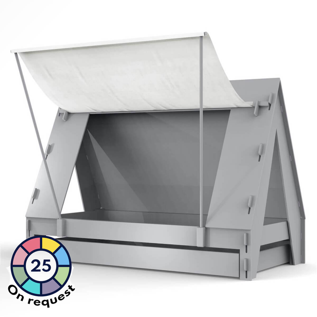 Niedrigbett mit Schublade 90x200cm TENTE Mathy by Bols zementgrau