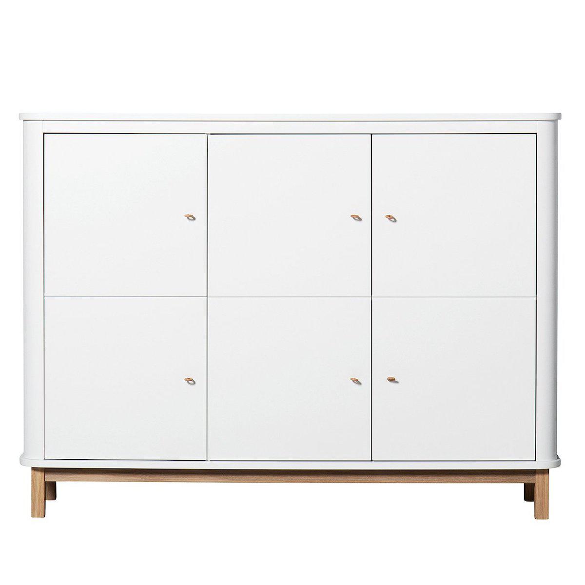 Niedriger Schrank 3 Türen WOOD Oliver Furniture weiß-Eiche