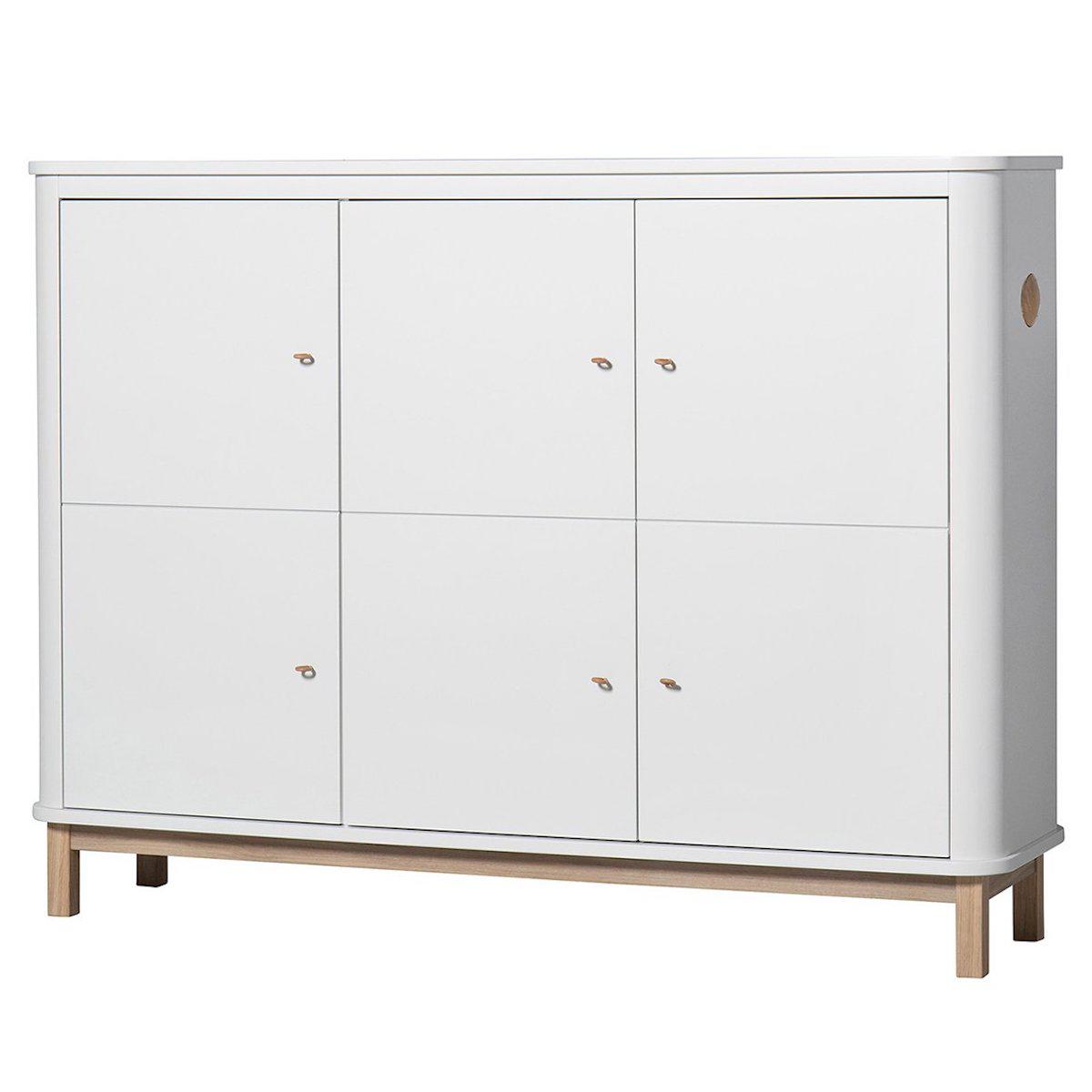 Niedriger Schrank 3 Türen WOOD Oliver Furniture weiß-Eiche