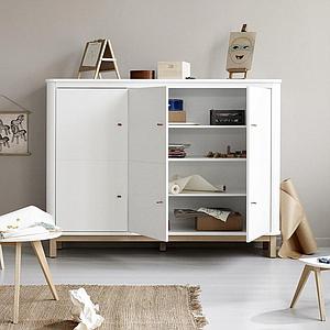 Niedriger Schrank 3 Türen WOOD Oliver Furniture weiß-Eiche