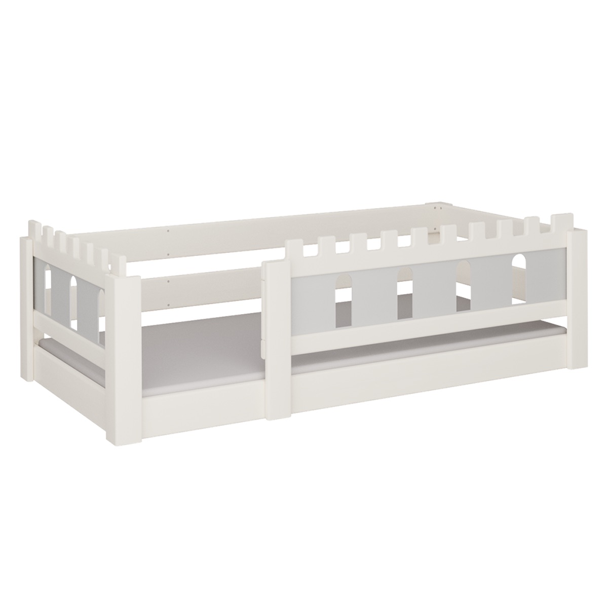 Niedriges Bett Burg DELUXE de Breuyn geweißt-grau