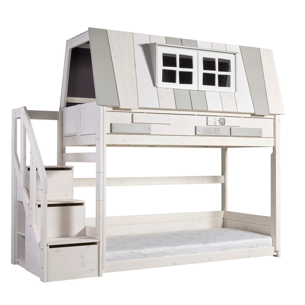 Niedriges Etagenbett My Hangout Boden mit Rollen Lifetime whitewash