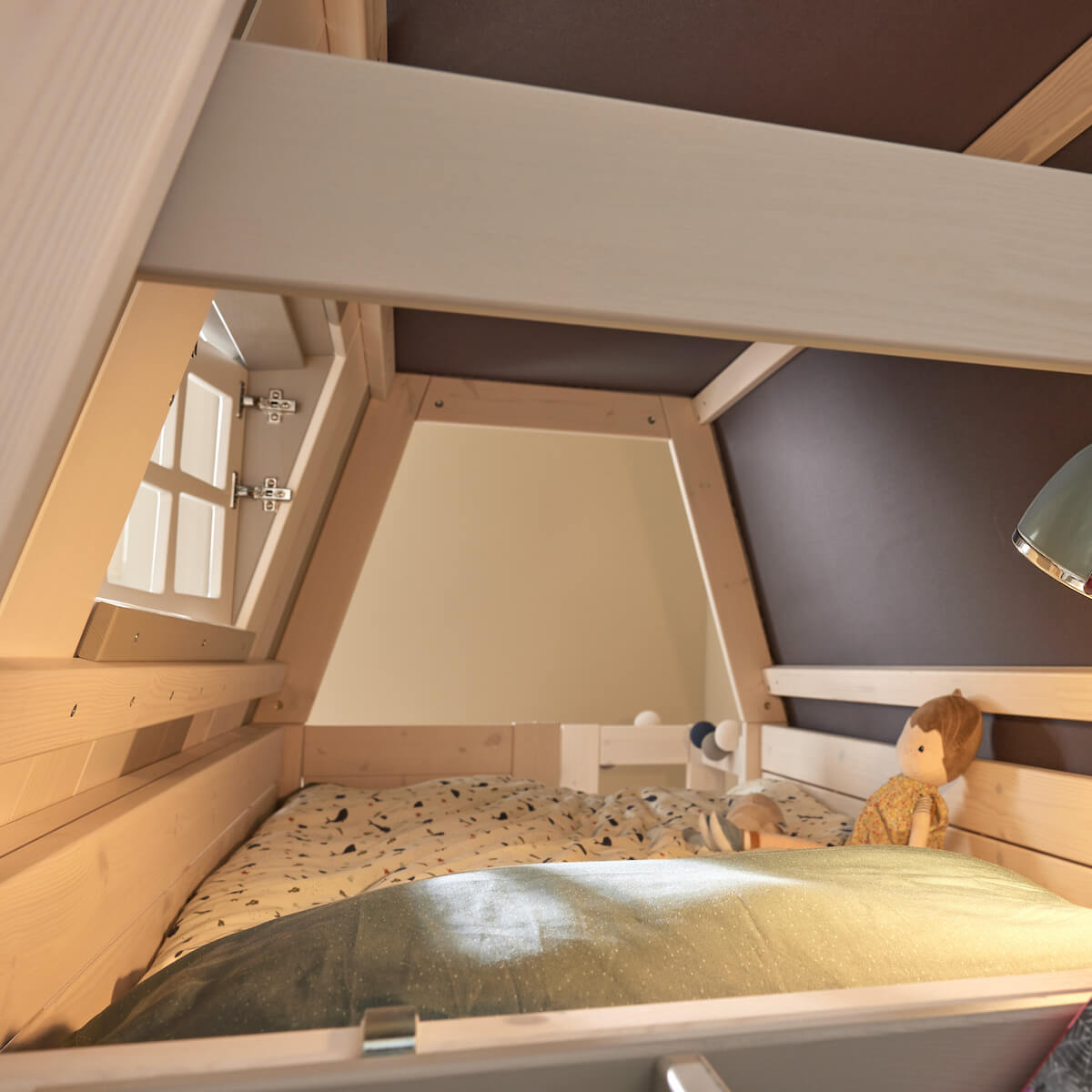 Niedriges Etagenbett My Hangout Boden mit Rollen Lifetime whitewash