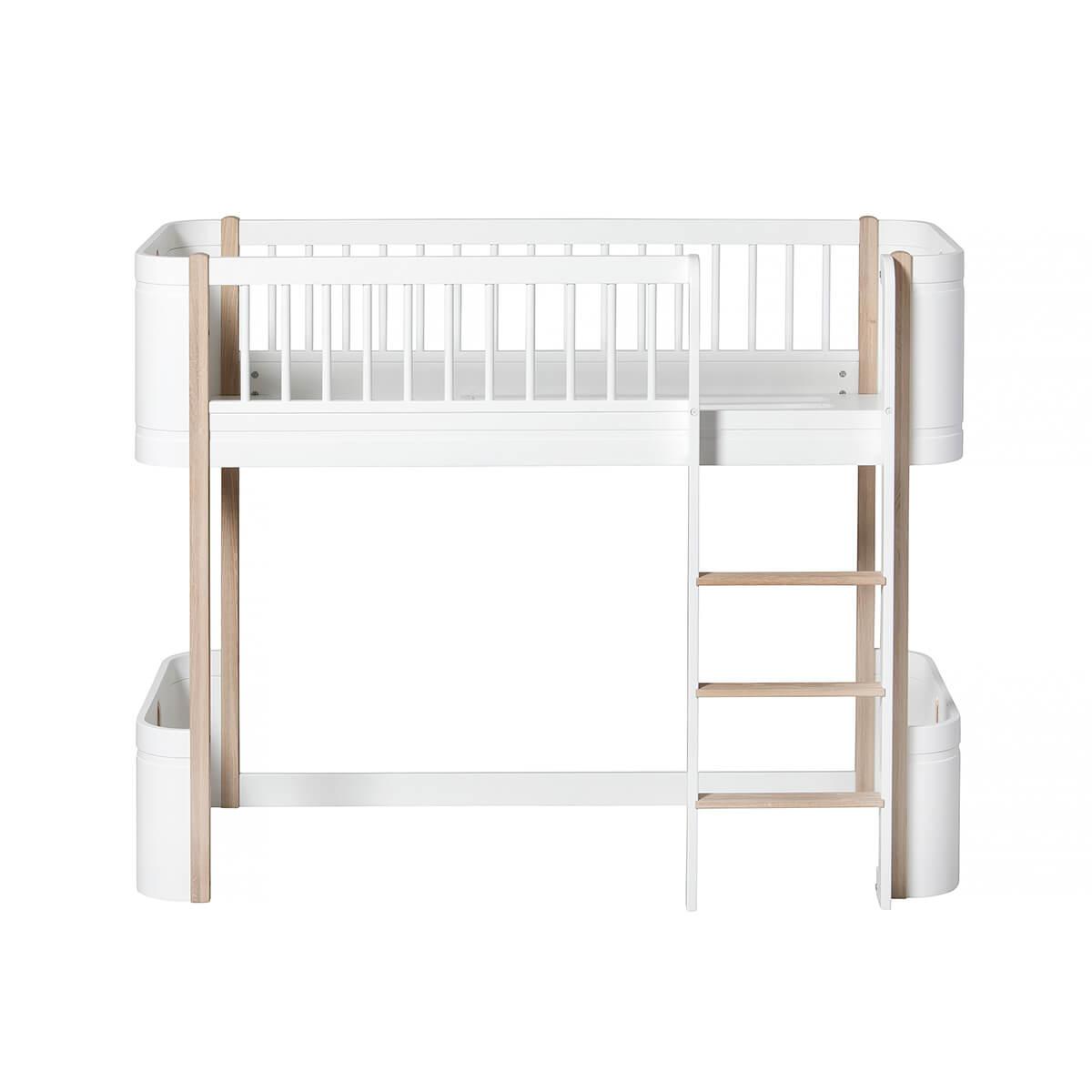 Niedriges Spielbett mitwachsend 68x162cm WOOD MINI+ Oliver Furniture weiß-Eiche