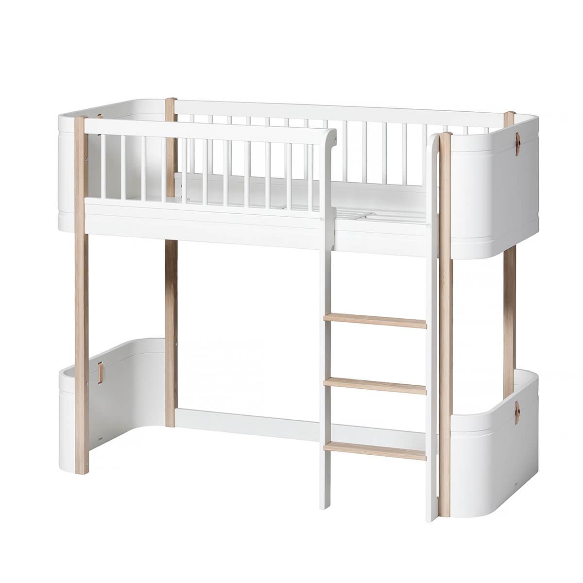 Niedriges Spielbett mitwachsend 68x162cm WOOD MINI+ Oliver Furniture weiß-Eiche