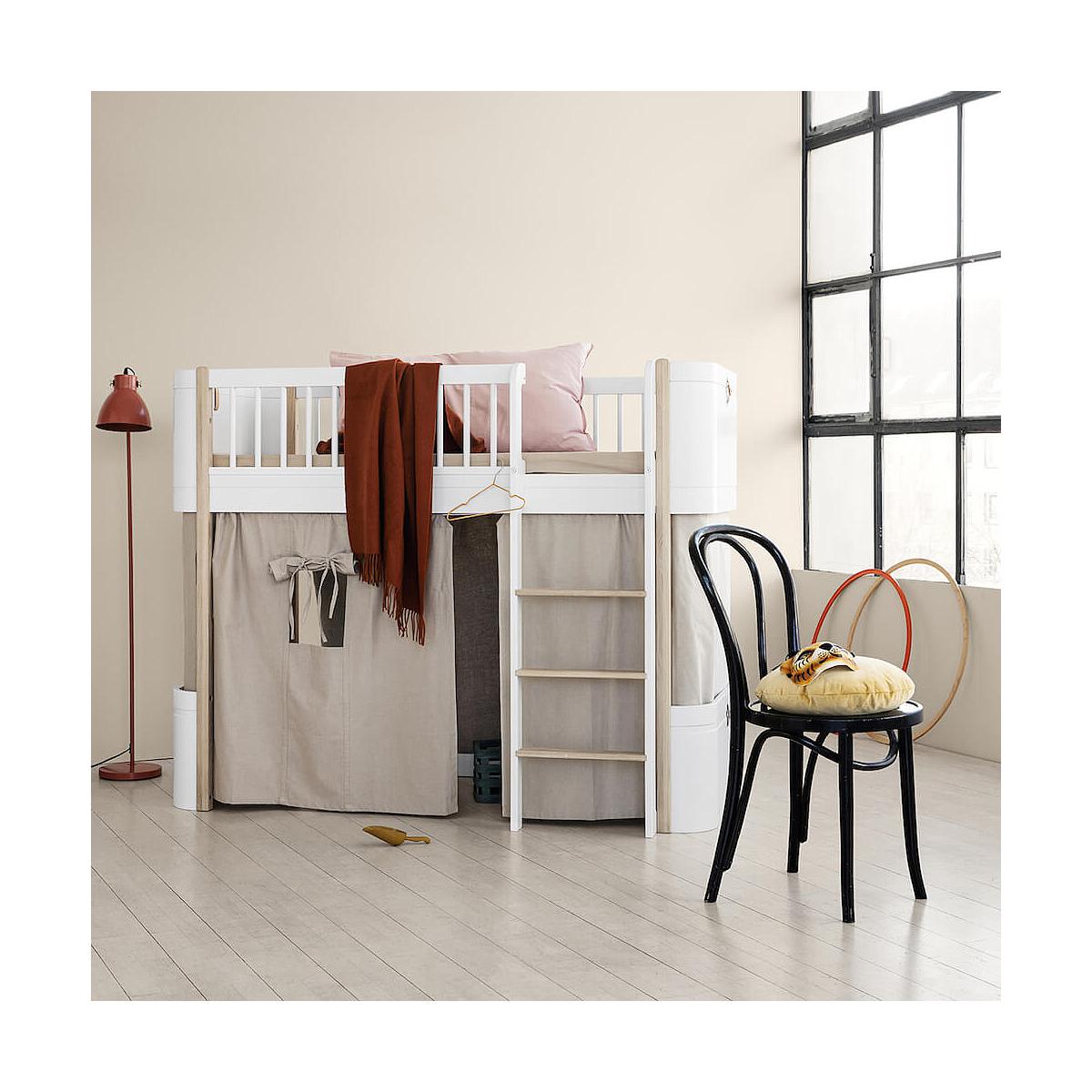 Niedriges Spielbett mitwachsend 68x162cm WOOD MINI+ Oliver Furniture weiß-Eiche