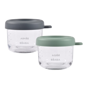 Packung mit 2 Kristall-Tarritos 150ml Beaba gris verde