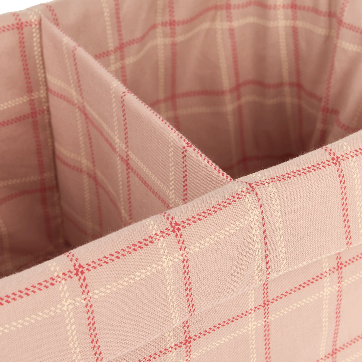 Panier de rangement à deux compartiments STORIES 30x20cm Nobodinoz pink red checks