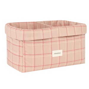 Panier de rangement à deux compartiments STORIES 30x20cm Nobodinoz pink red checks