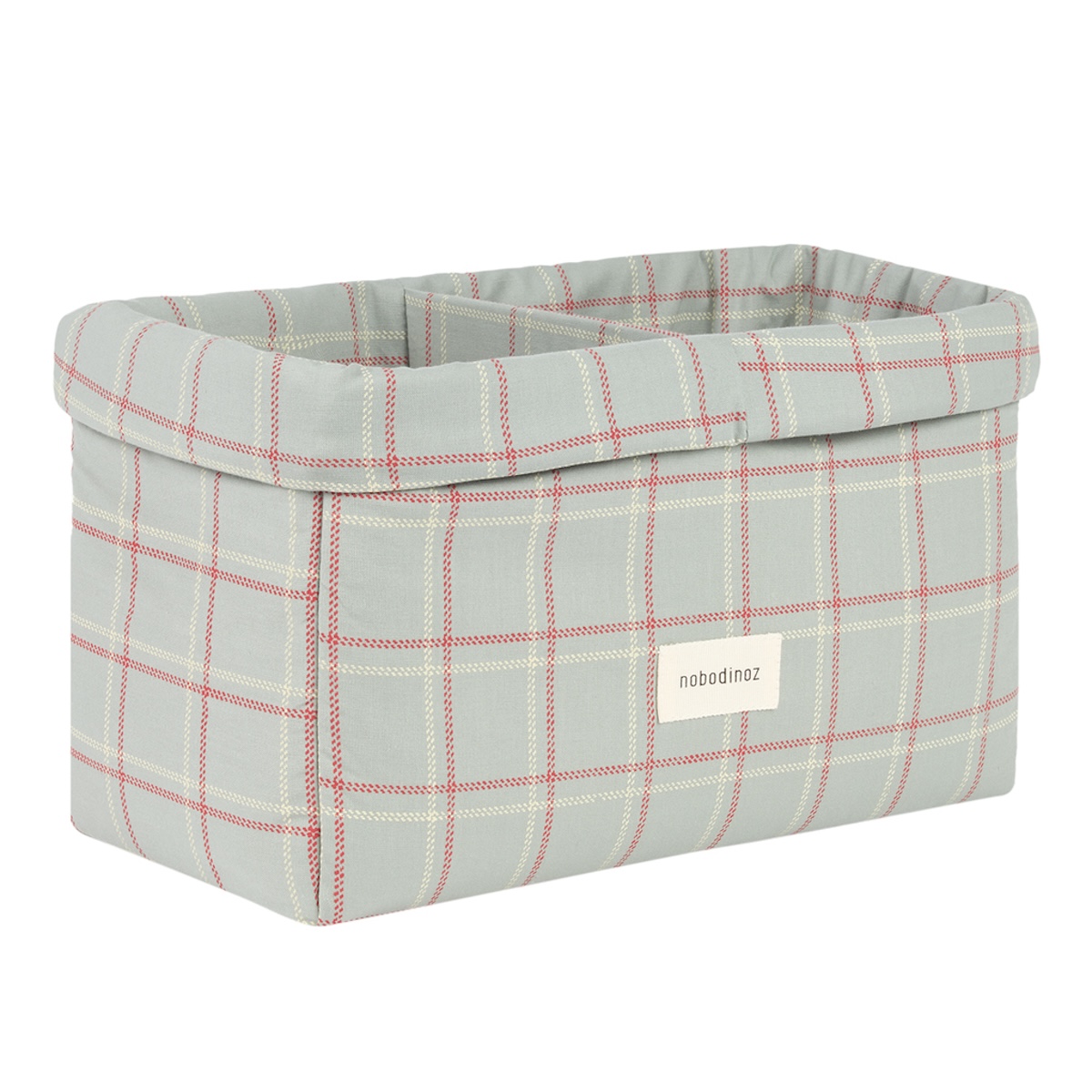 Panier de rangement à deux compartiments STPRIES 30x20cm Nobodinoz blue red checks