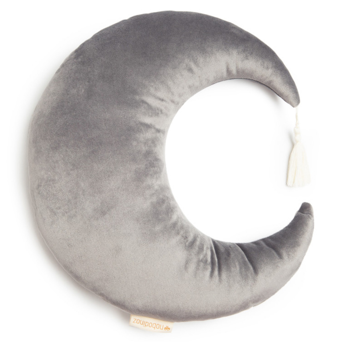 Pierrot Moon Velvet Cushion 36x32 Nobodinoz Slate Grey