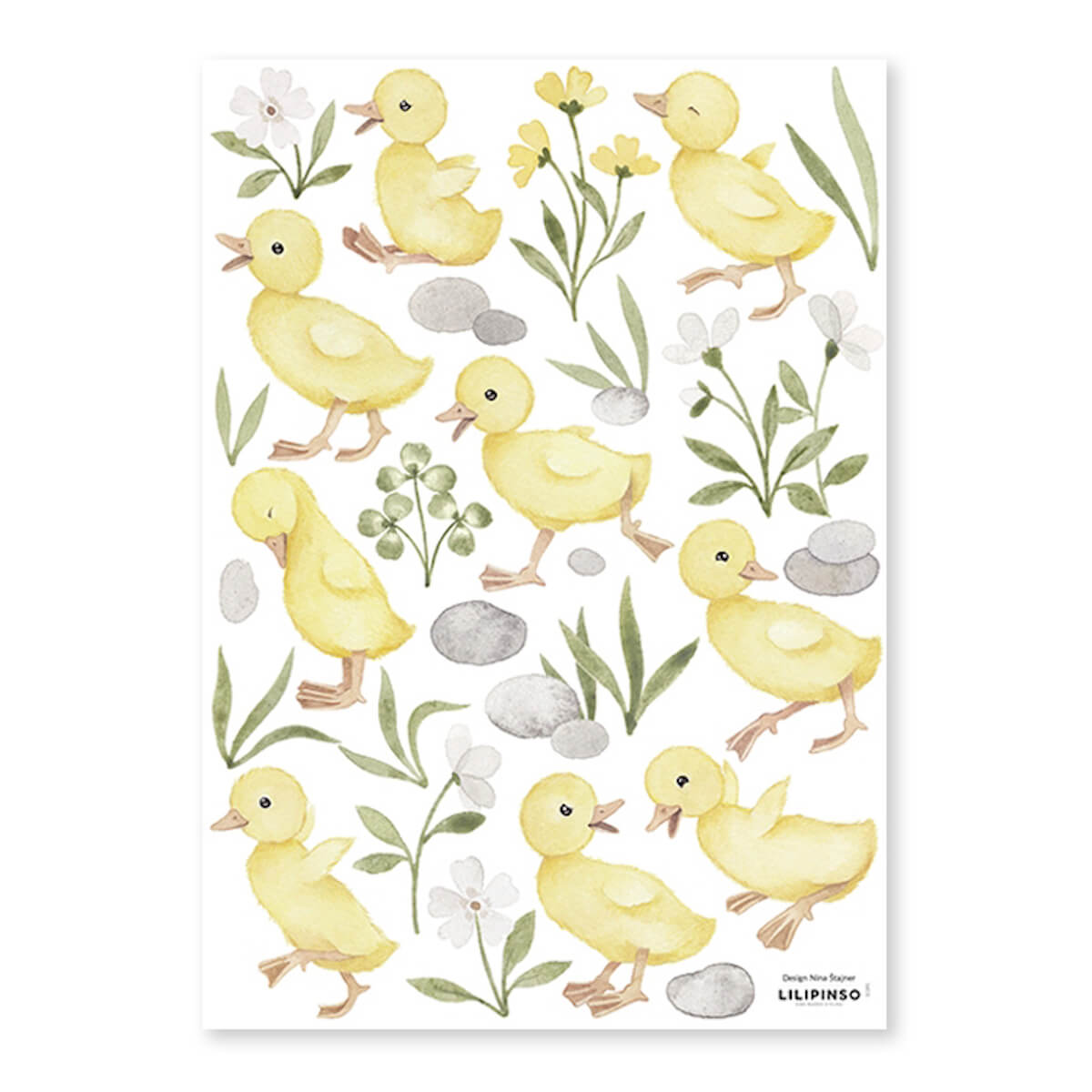 Planche De Stickers A3 (29,7X42Cm) - 9 Petits Cannetons Lilipinso