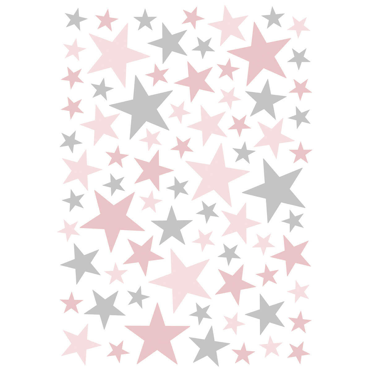 Planche De Stickers A3 (29,7X42Cm) - Etoiles Coloris Rose & Gris Lilipinso