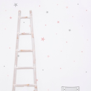 Planche De Stickers A3 (29,7X42Cm) - Etoiles Coloris Rose & Gris Lilipinso