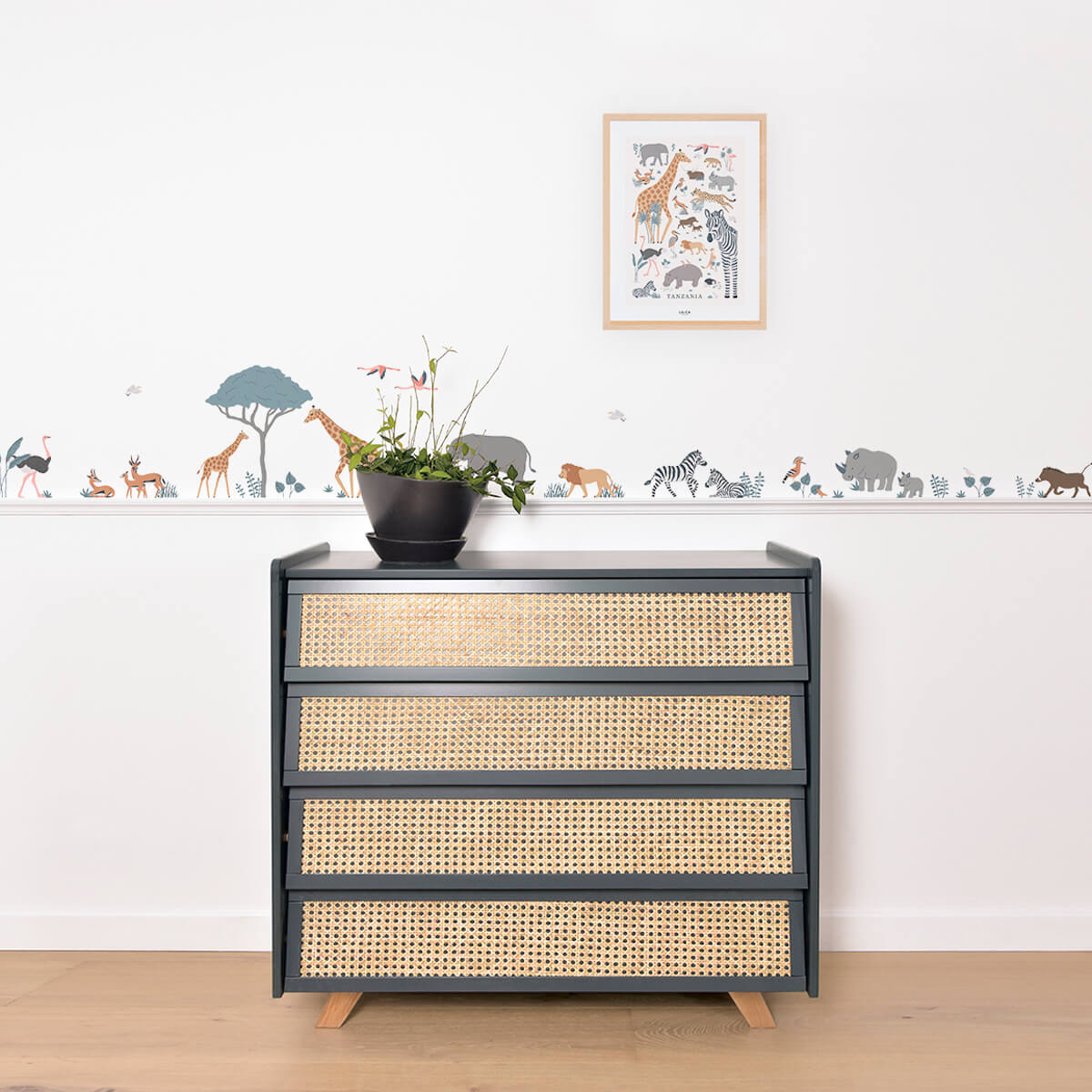 Planche De Stickers A3 (29,7X42Cm) - Girafe, Gazelle Et Flamands Lilipinso