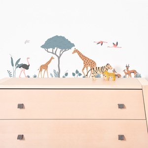 Planche De Stickers A3 (29,7X42Cm) - Girafe, Gazelle Et Flamands Lilipinso