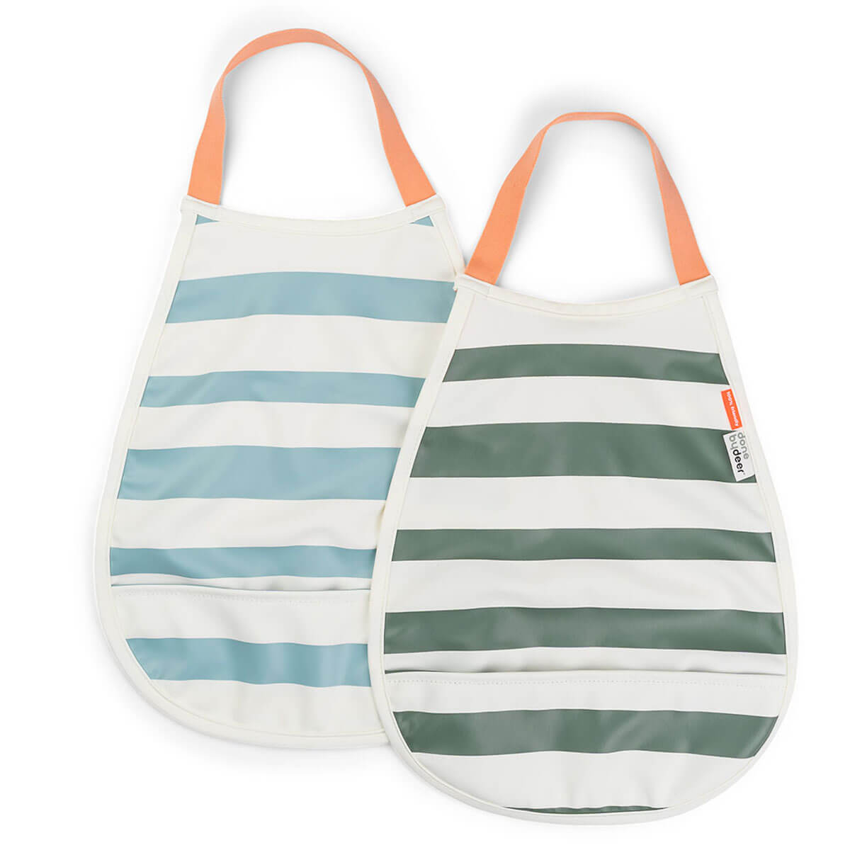 Pullover babero 2er-Pack Streifen Azul/Verde Done by Deer