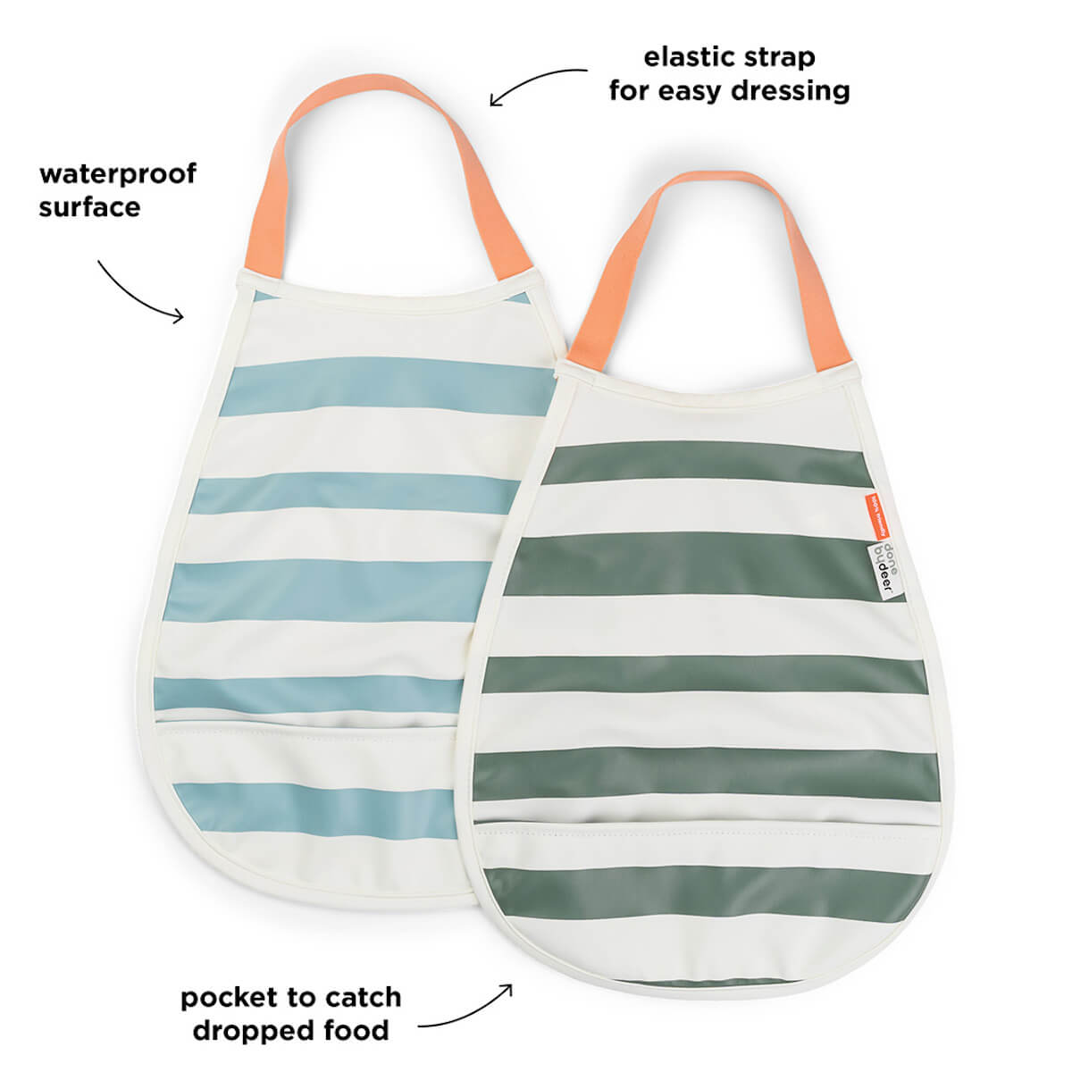 Pullover babero 2er-Pack Streifen Azul/Verde Done by Deer