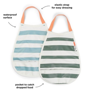 Pullover babero 2er-Pack Streifen Azul/Verde Done by Deer