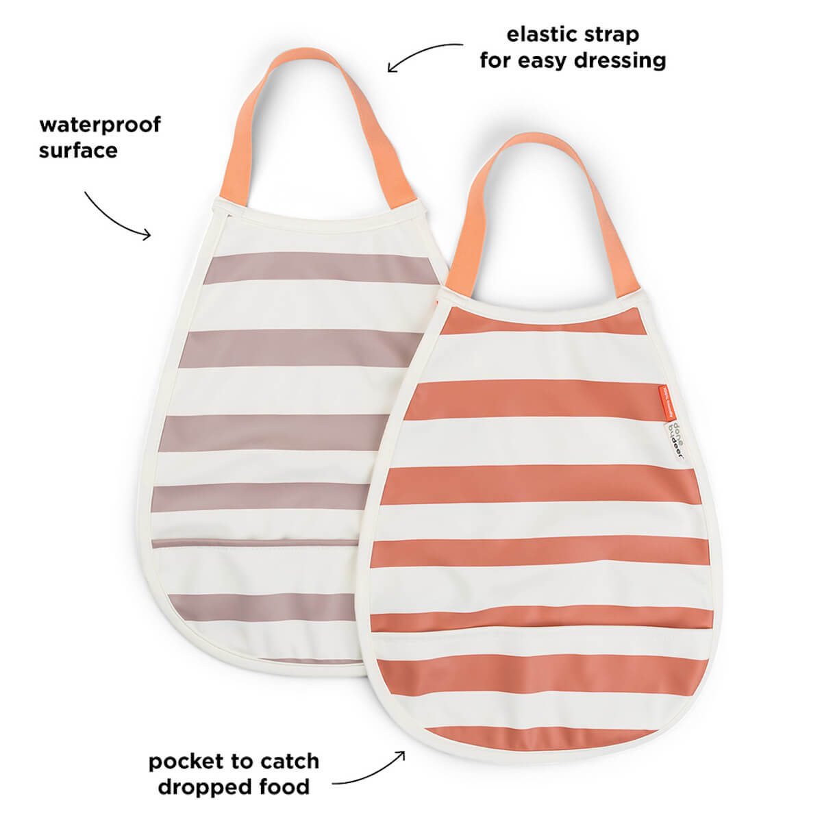 Pullover babero 2er-Pack Streifen Papaya/Rosa Done by Deer