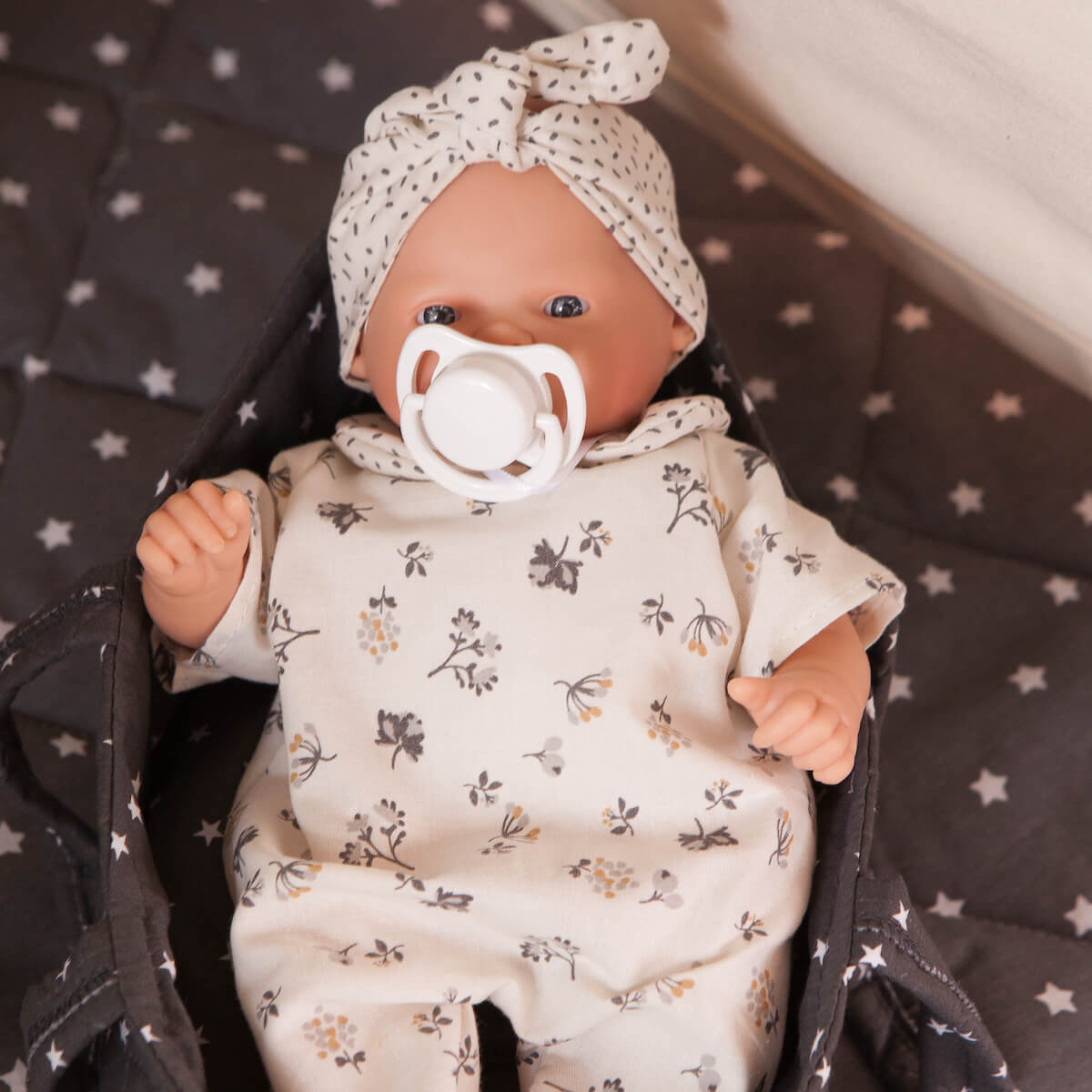 Puppen-tragetasche STARS grau 26cm