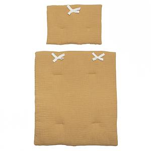 Puppenbettdecke und Kissen BOBBLE senfgelb