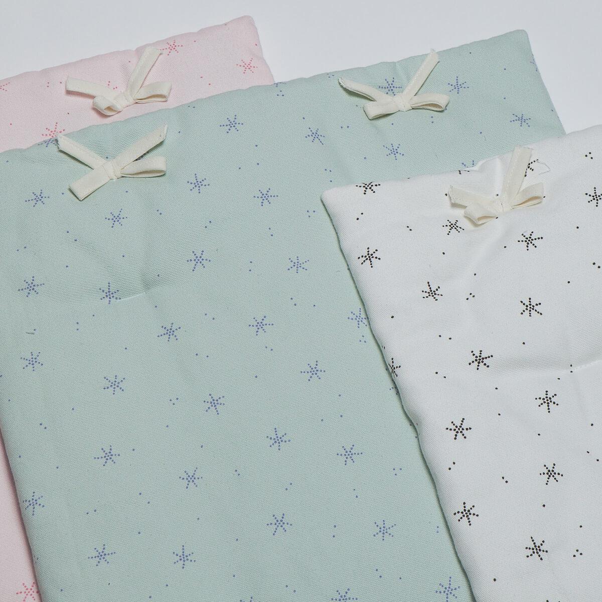 Puppenbettdecke und Kissen STARS weiß