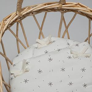 Puppenbettdecke und Kissen STARS weiß